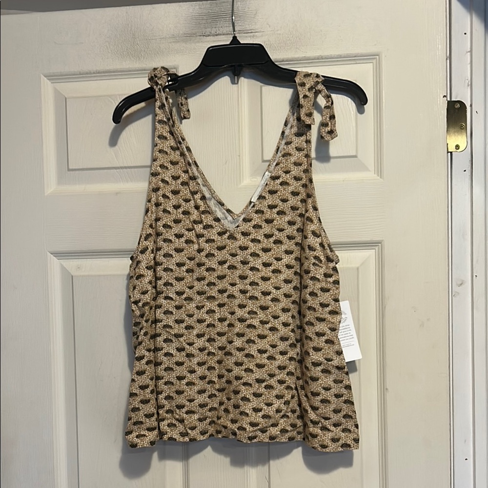 Treasure & Bond Tan and Brown Tie Strap Sleeveless Top Size Medium
